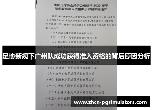 足协新规下广州队成功获得准入资格的背后原因分析